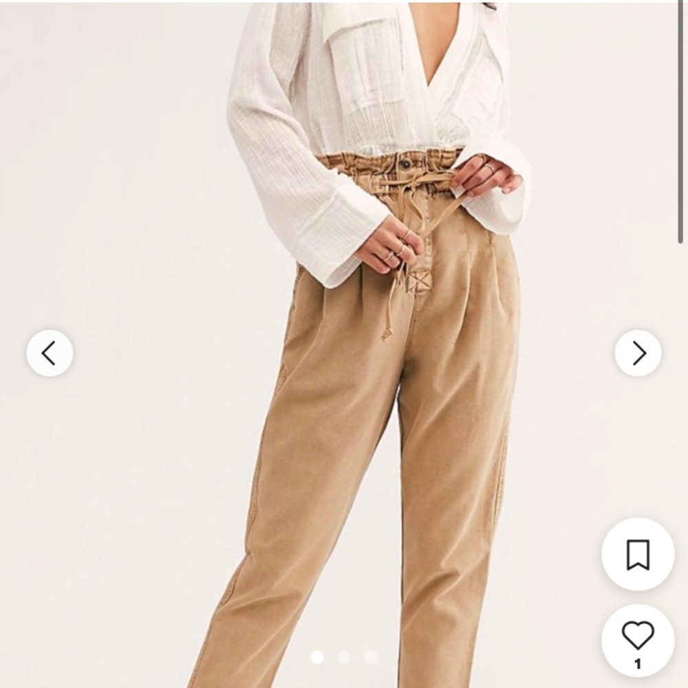 Free People MARGATE Pleated PaperBag Trouser